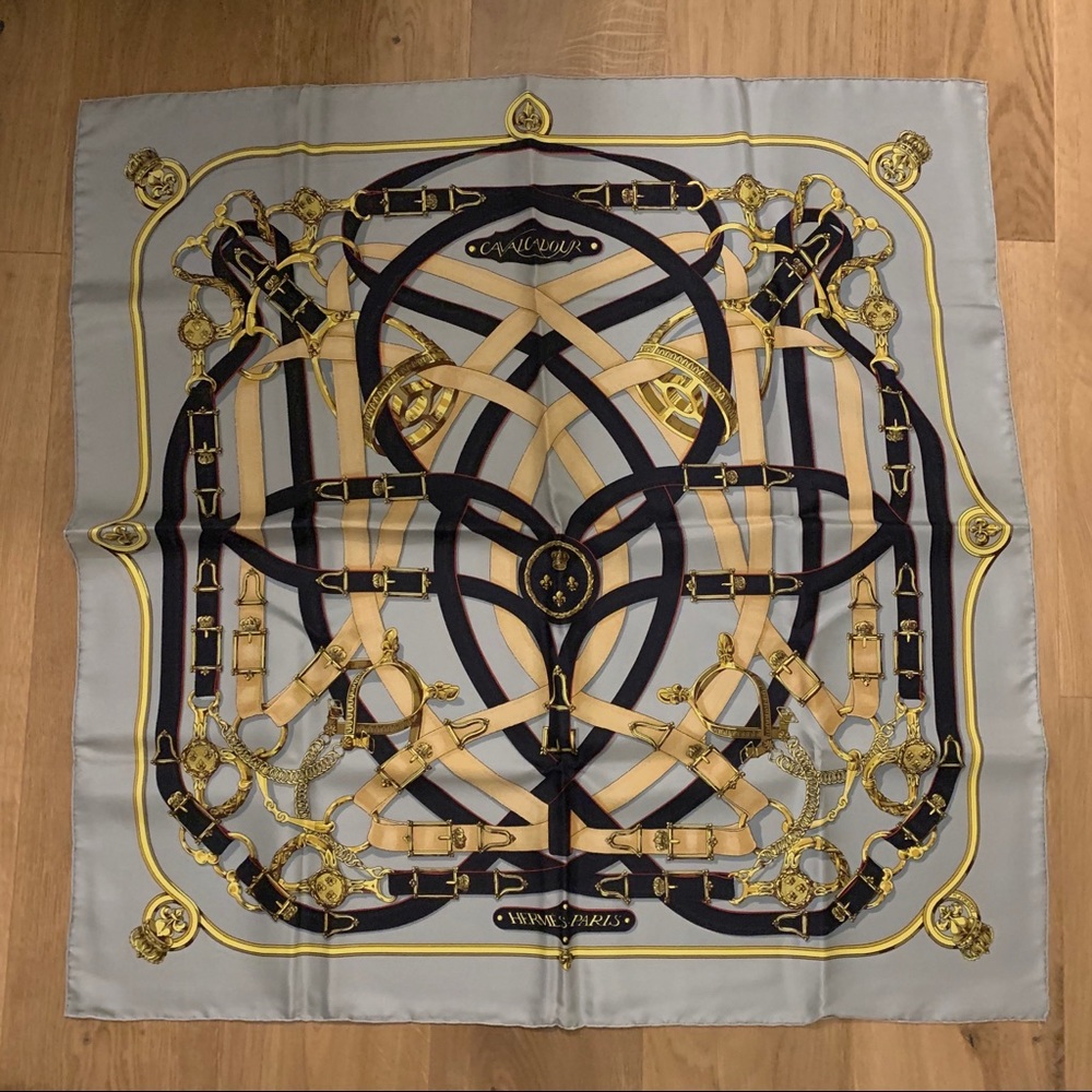 Vintage Hermés Cavalcadour silk scarf, authentic